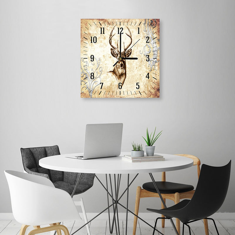 Wall clock, Deer in sepia