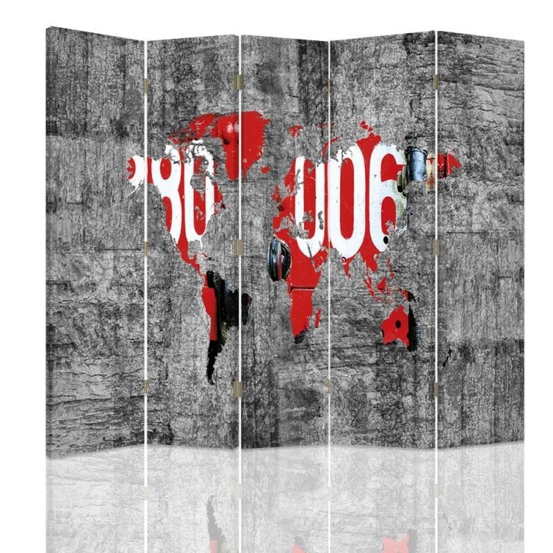 Room divider Double-sided, Stylish world map
