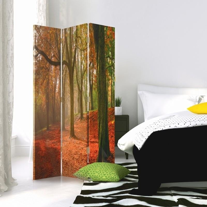 Room divider Double-sided rotatable, Autumn in the forest