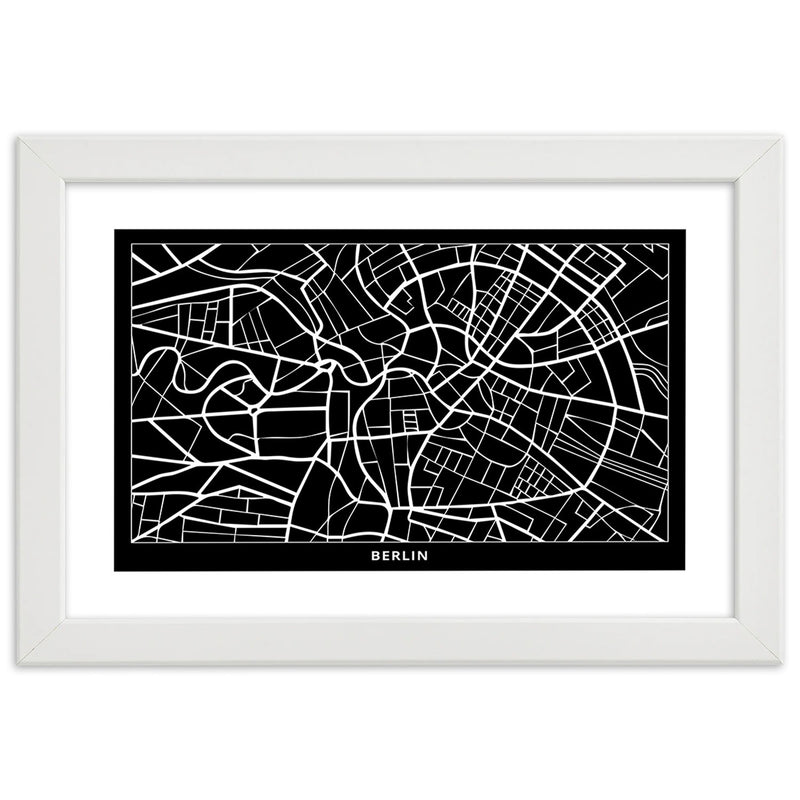 Picture in white frame, City plan berlin