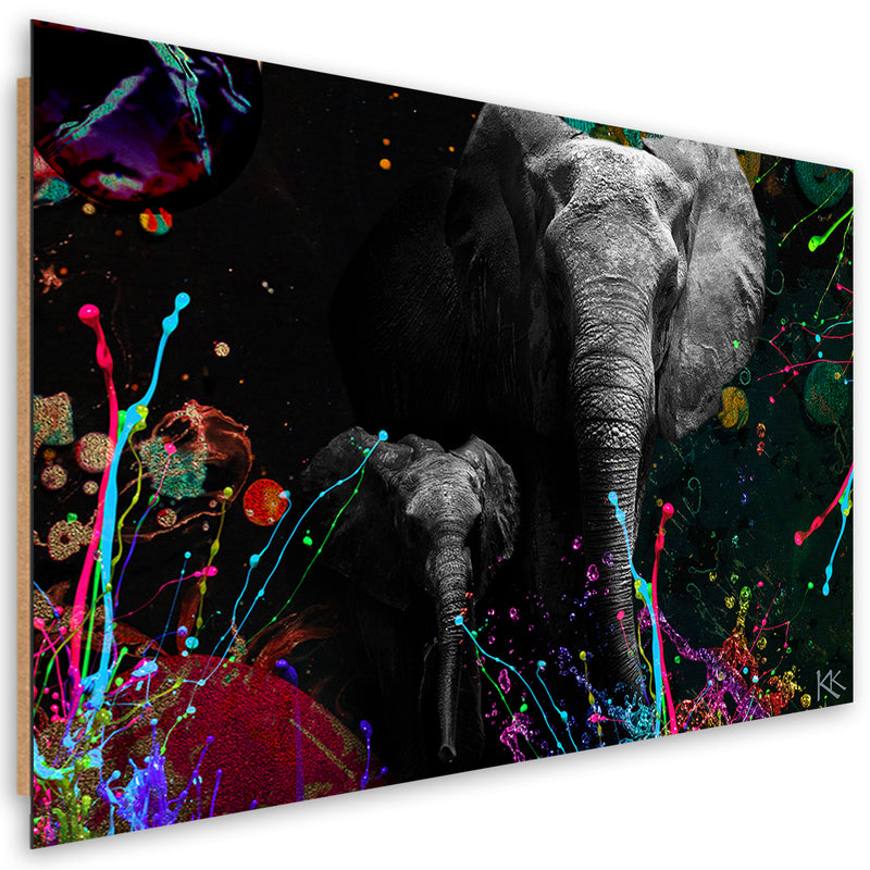Deco panel print, Elephant on colourful background