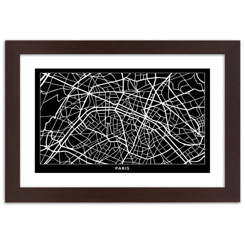 Cuadro en marco marrón, Plano de la ciudad de París