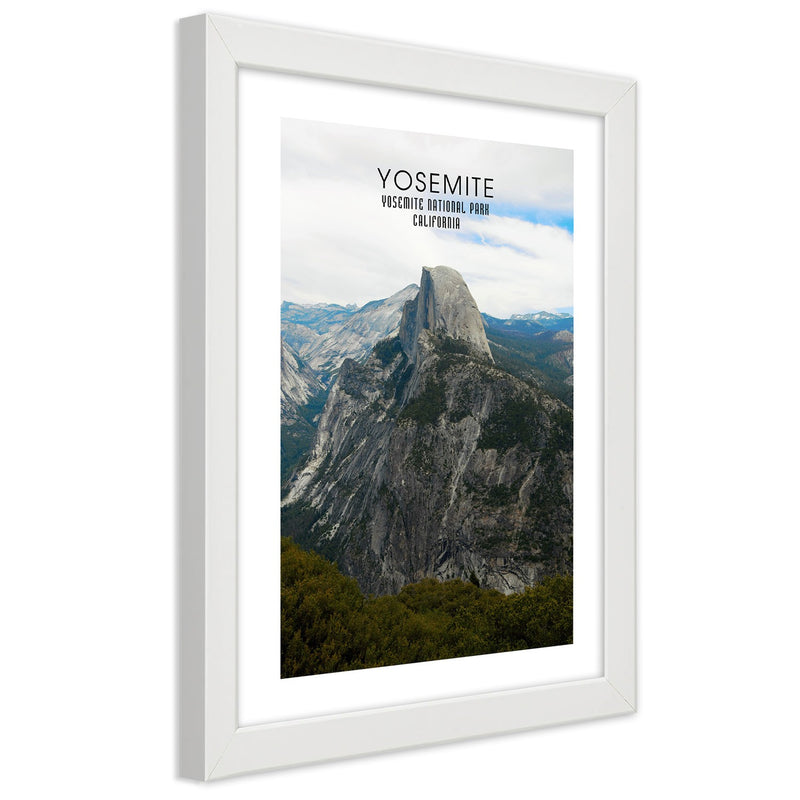 Cuadro en marco blanco, Roca en el parque nacional de Yosemite