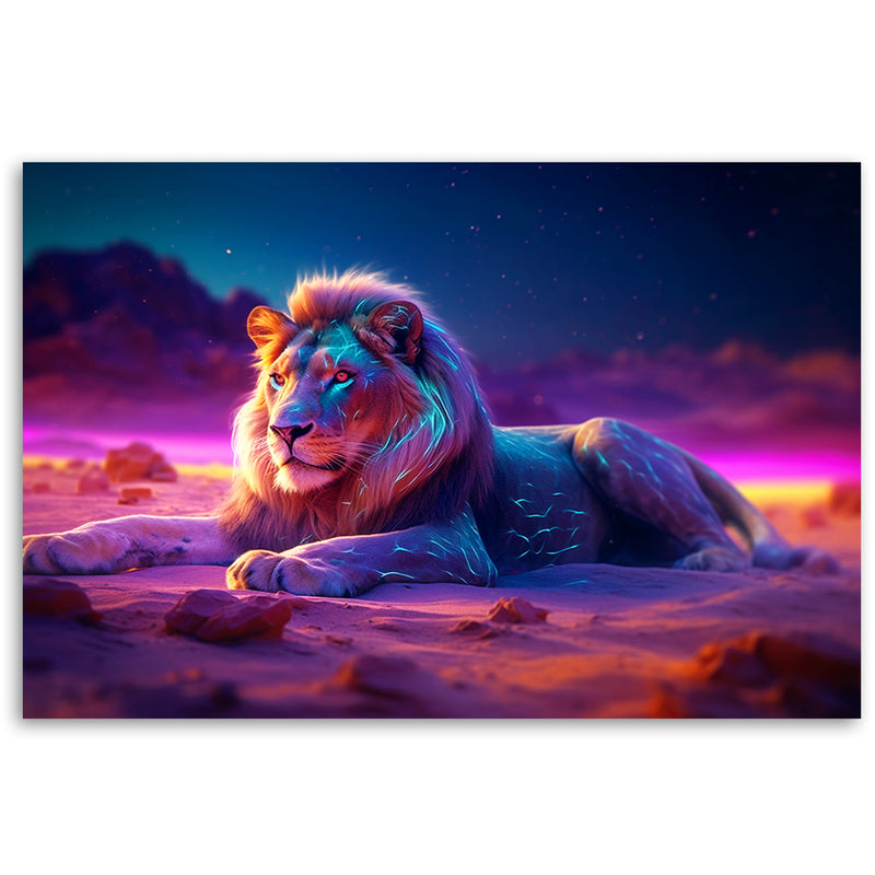 Canvas print, Lion Nature Animal Neon