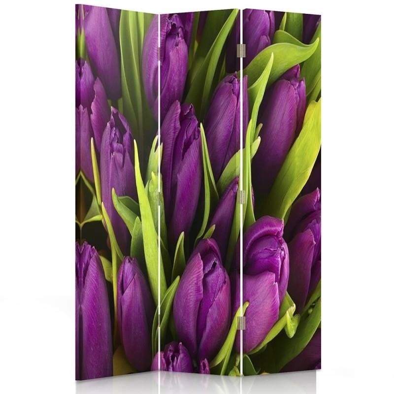 Room divider Double-sided rotatable, Violet of tulips