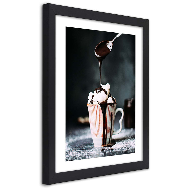 Picture in black frame, Coffee with marshmallows