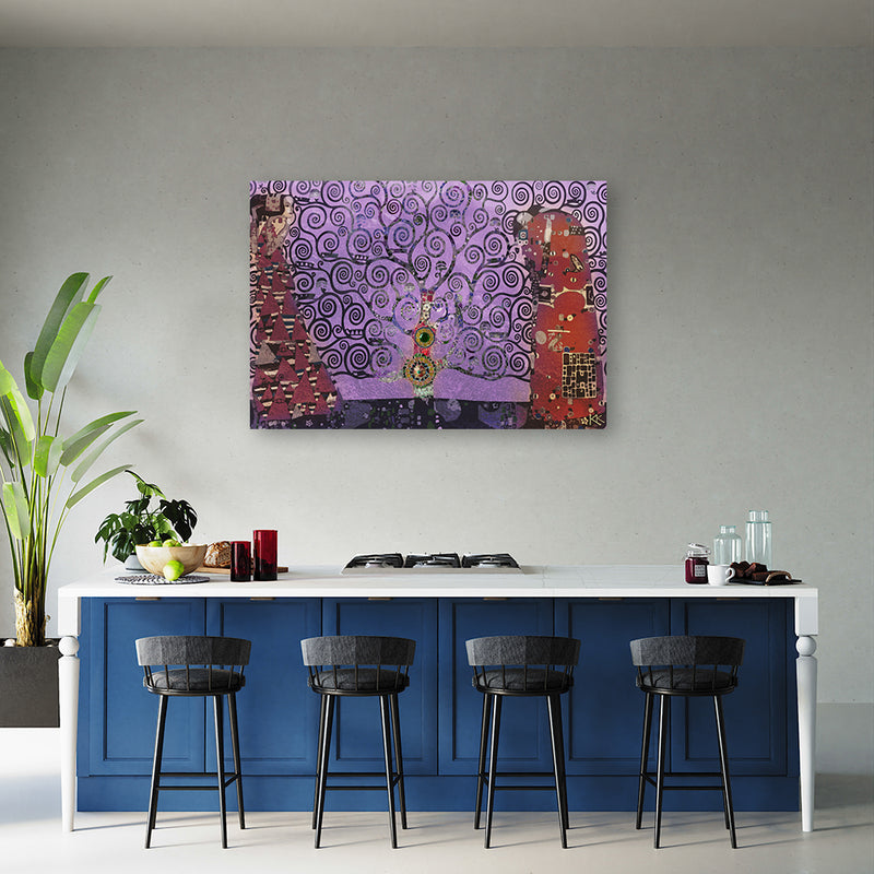 Panel decorativo estampado, abstracto Violet Tree of Life