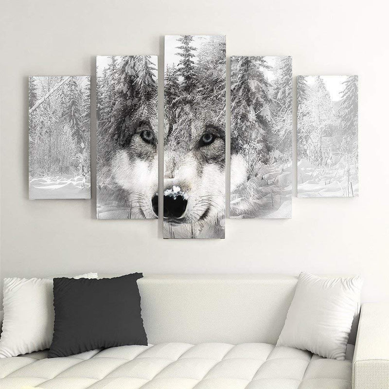 Five piece picture canvas print, Guardian of the forest