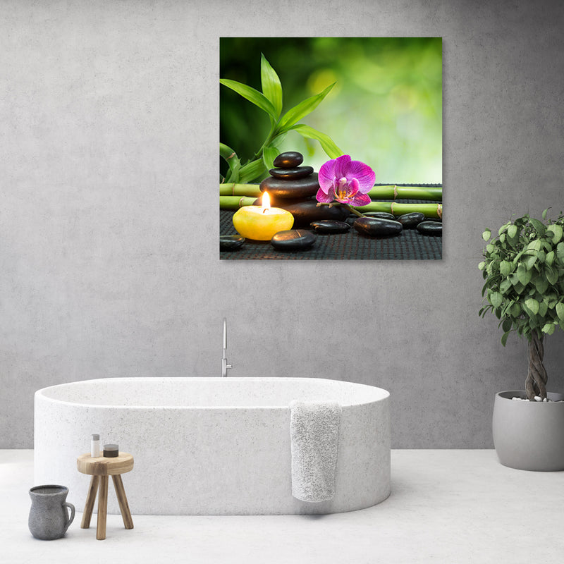 Deco panel print, Zen composition with candle and flowers