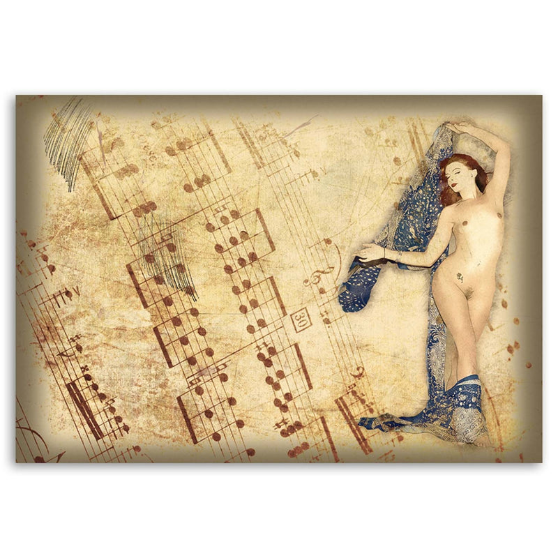 Estampado de panel decorativo, Mujer desnuda con pañuelo en la cabeza