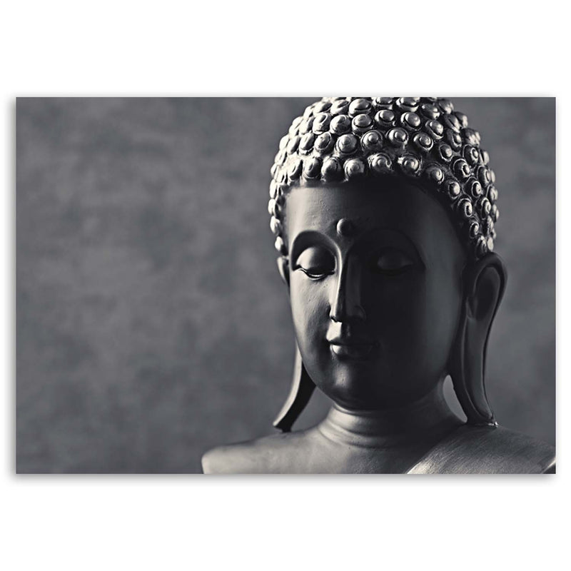 Cuadro decorativo con estampado de Buda sobre fondo gris