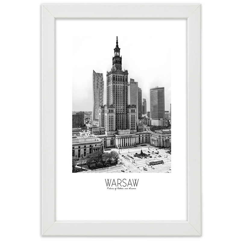 Picture in white frame, Palace of culture in warsaw