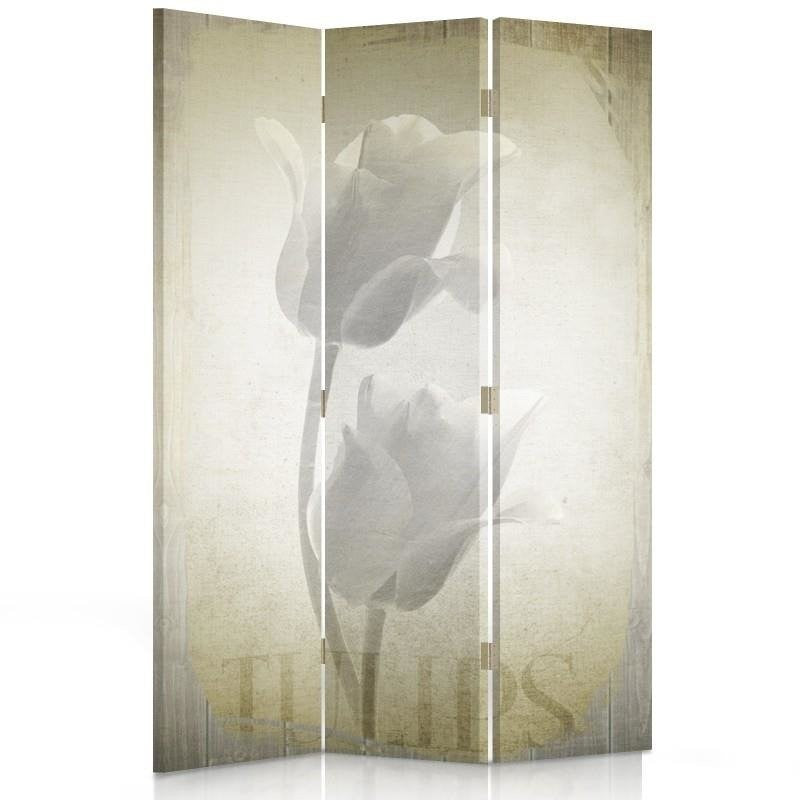 Room divider Double-sided rotatable, Retro-style tulips