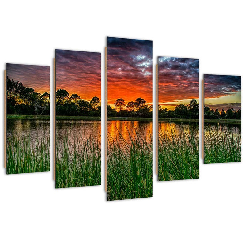 Five piece picture deco panel, Sky at sunset