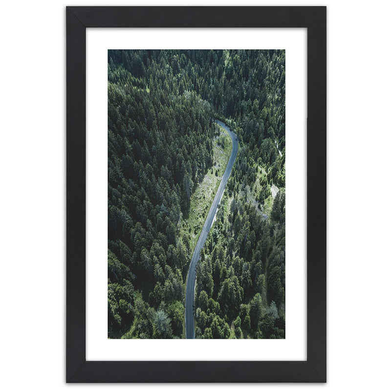 Picture in black frame, Road in the forest