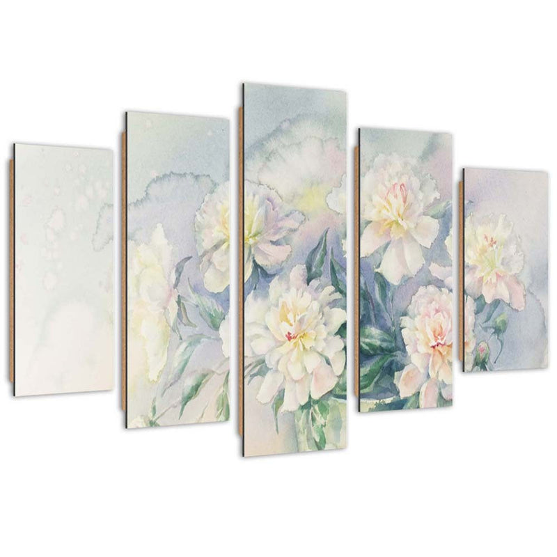 Five piece picture deco panel, Bouquet of white flowers
