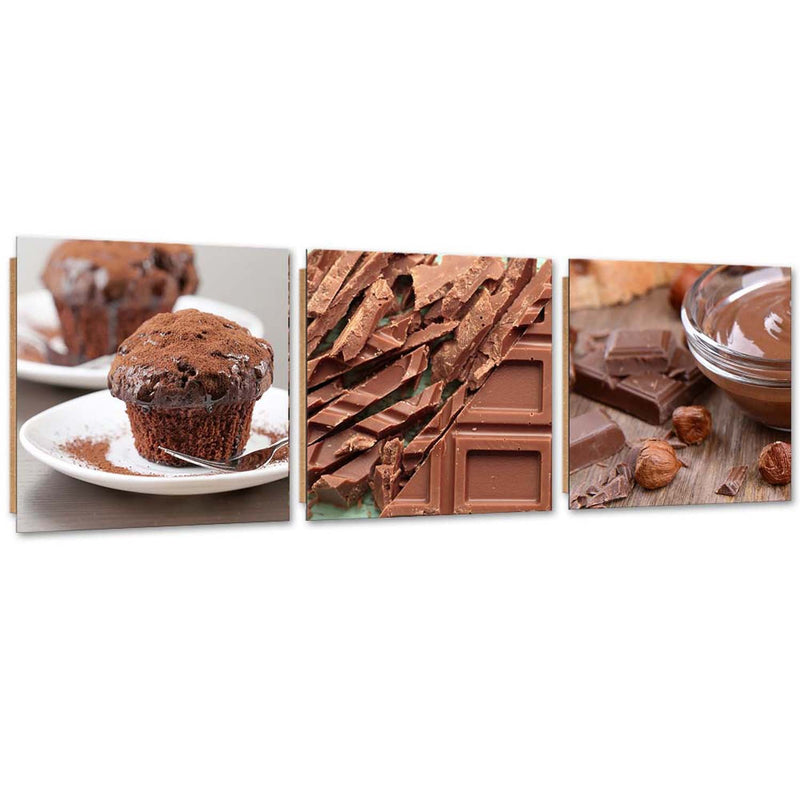 Set of three pictures deco panel, Sweet chocolate