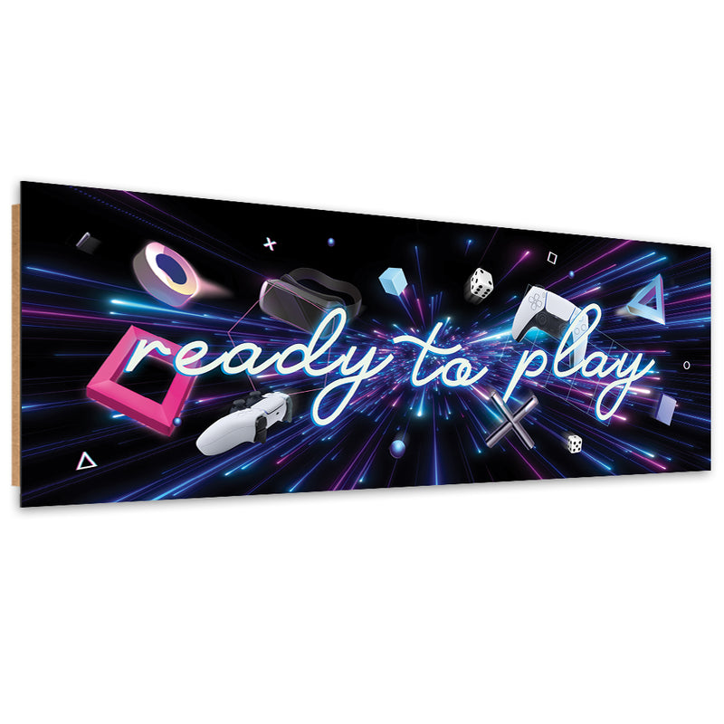 Deco panel print, Ready to play gaming inscription