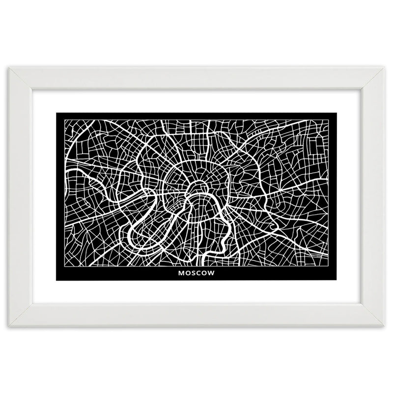 Imagen en marco blanco, plano de la ciudad de Moscú.