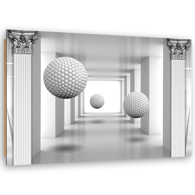 Panel decorativo estampado, Bolas en el túnel geométrico 3D