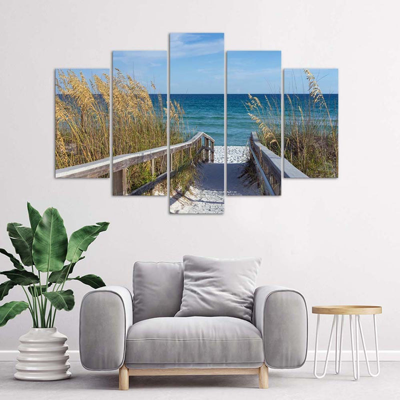 Five piece picture canvas print, Going down to the beach