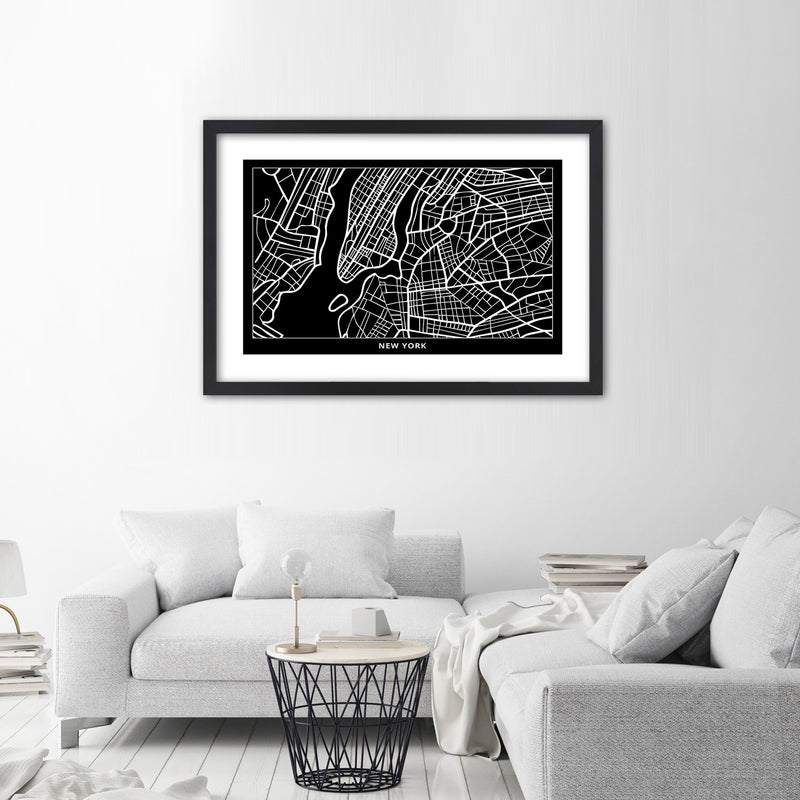 Picture in black frame, City plan new york