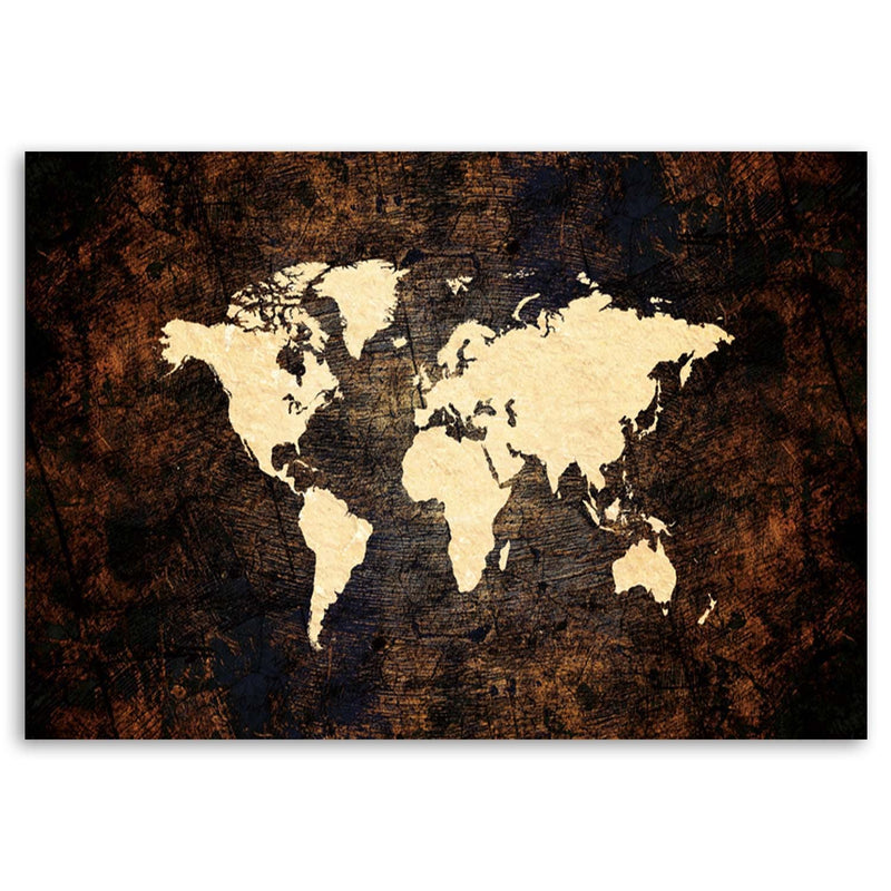 Cuadro decorativo, mapa del mundo marrón