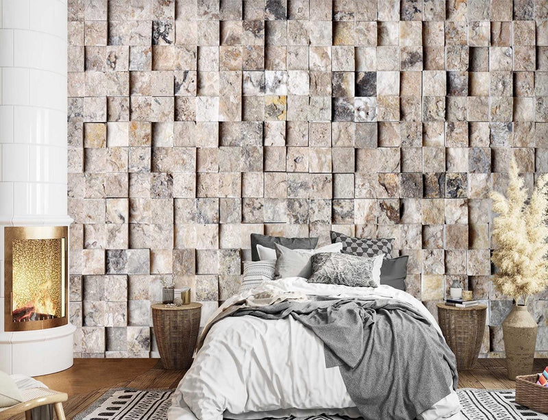 Wallpaper, Stone optics 3d wall Stone wall
