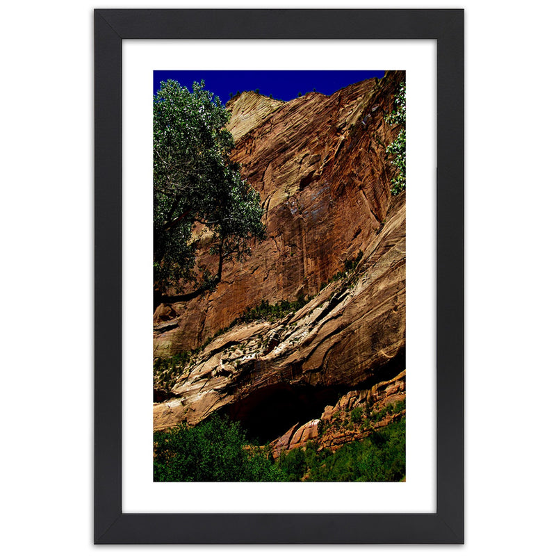 Picture in black frame, Rocky landscape