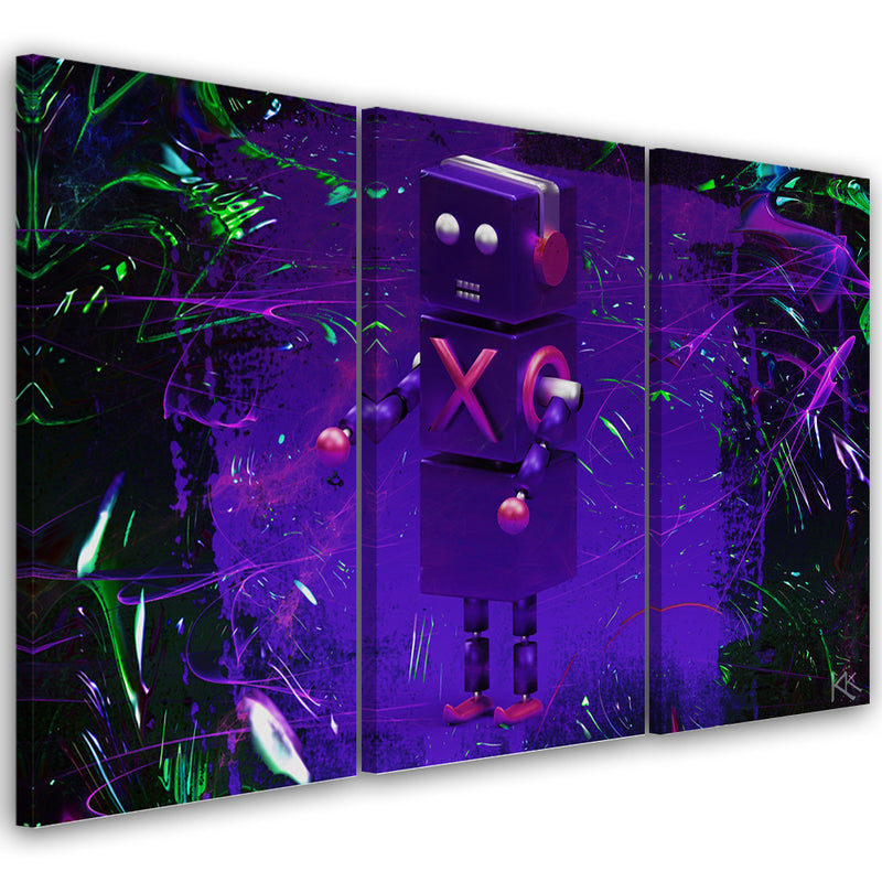 Impresión en lienzo con imagen de tres piezas, jugador de juegos robot