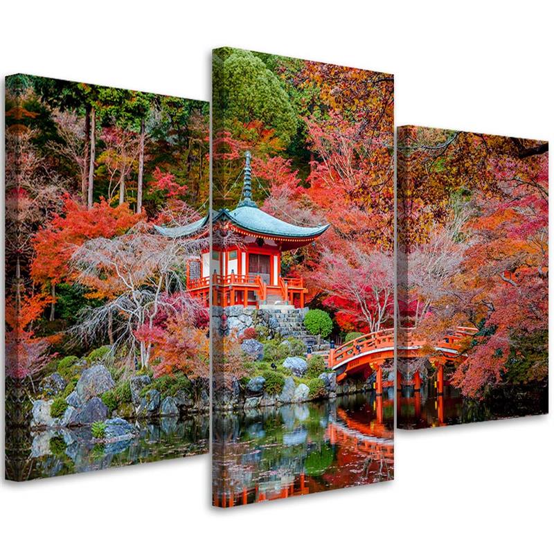Three piece picture canvas print, Japanese garden