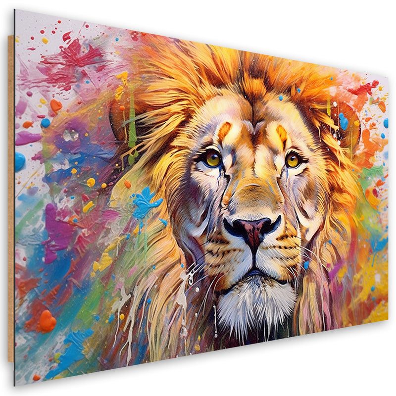 Deco panel print, Lion Abstraction Watercolour AI