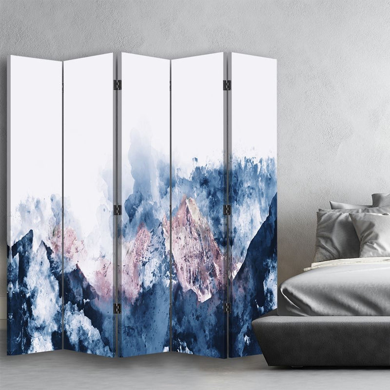 Room divider Double-sided, Snowy peaks in the clouds