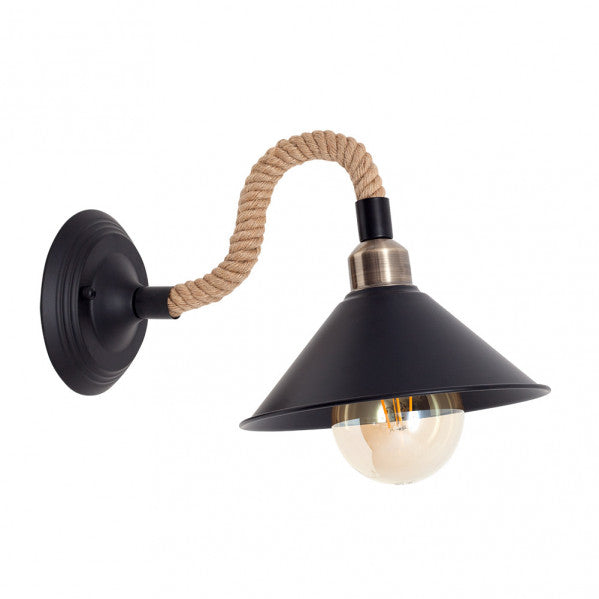 CABO washer sconce 1xE27 rope / metal black