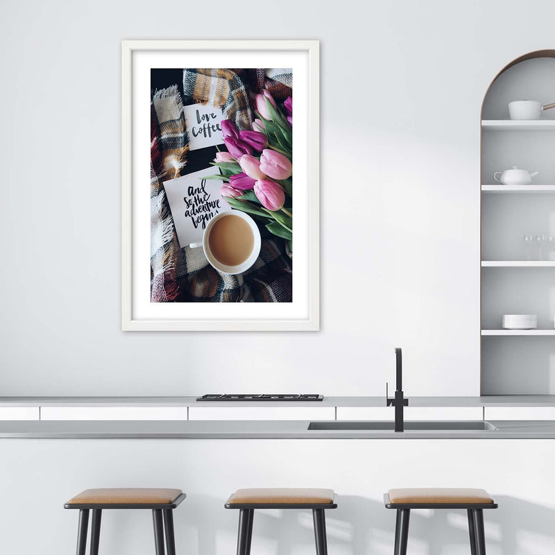 Picture in white frame, Coffee morning