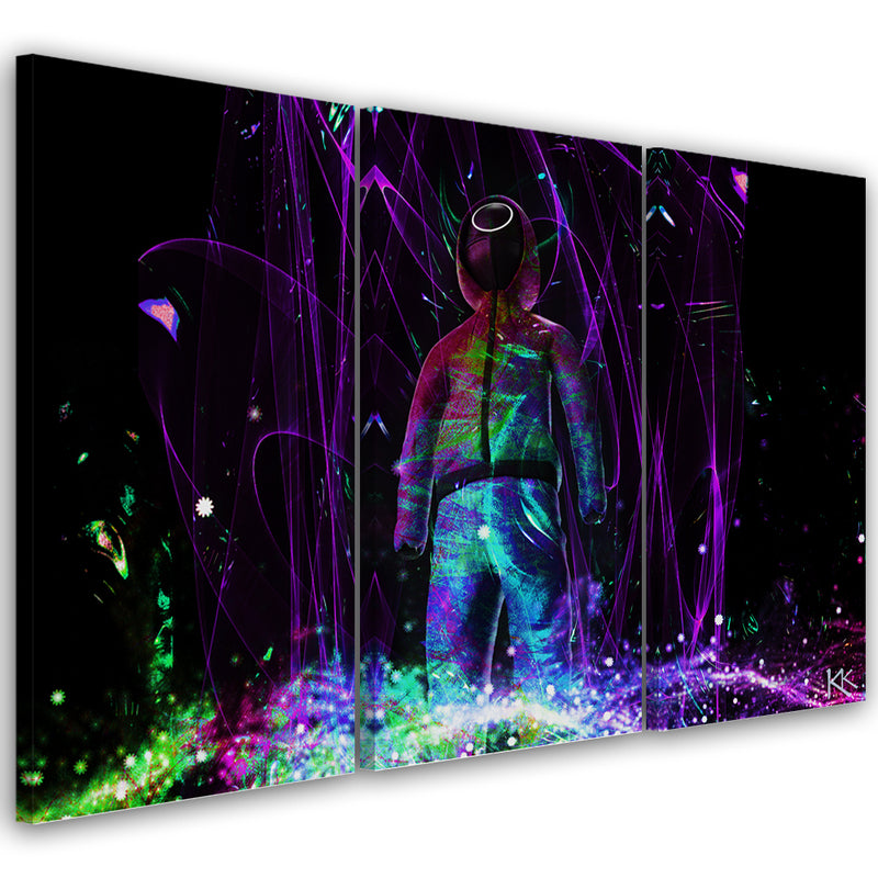 Three piece picture canvas print, Neon player