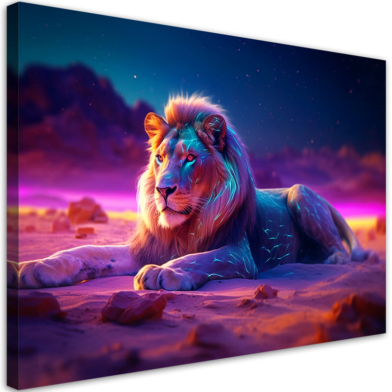 Canvas print, Lion Nature Animal Neon
