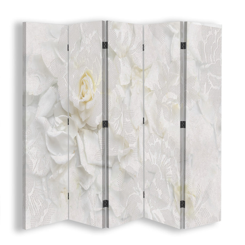 Room divider Double-sided, White flowers