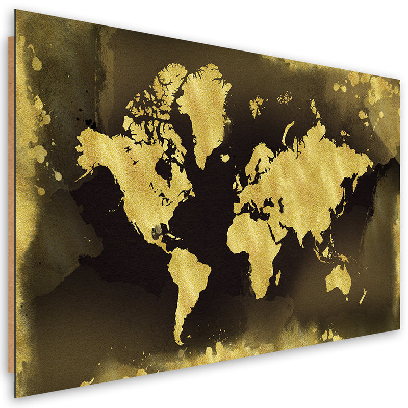 Deco panel print, Golden continents vintage