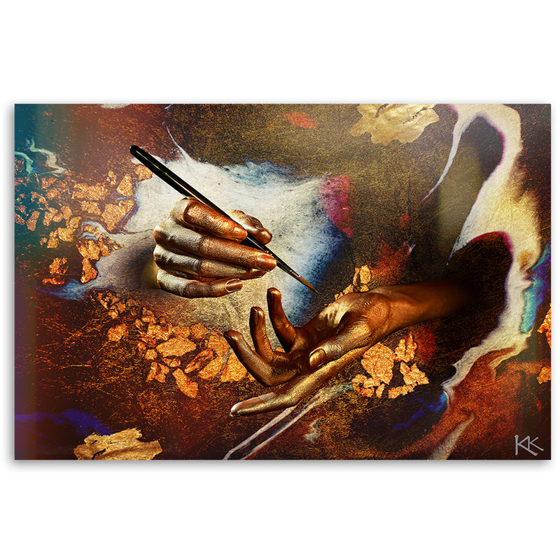 Canvas print, Hands of gold