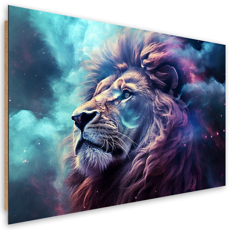 Deco panel print, Lion Abstraction Blue