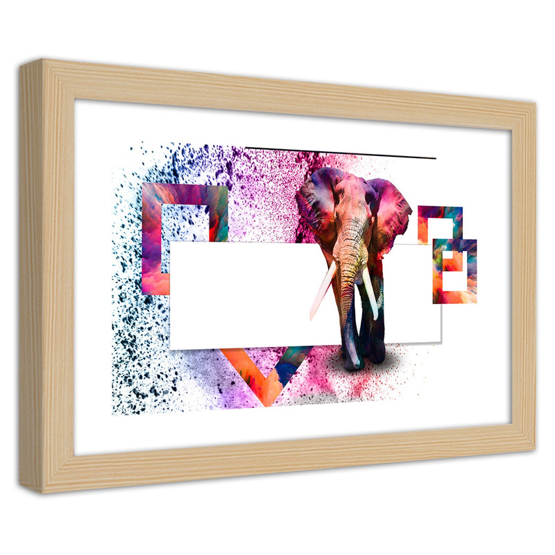 Picture in natural frame, Colourful elephant