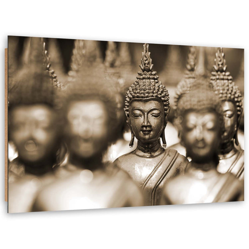 Cuadro decorativo con estampado de Buda entre la multitud.