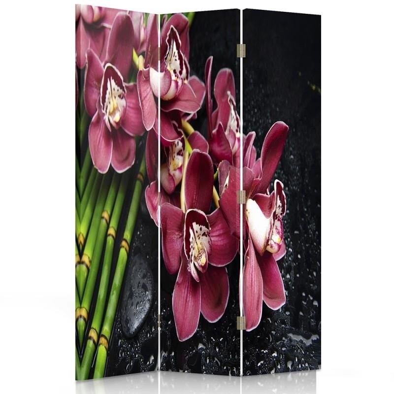 Room divider Double-sided rotatable, Orchid with bamboo