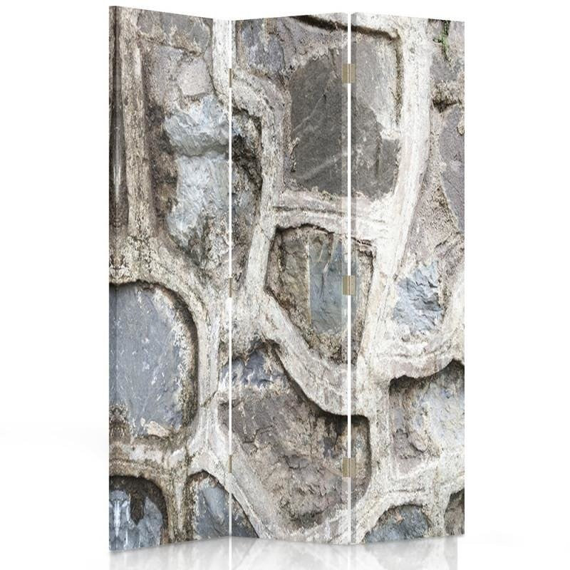 Room divider Double-sided rotatable, Grey stone wall