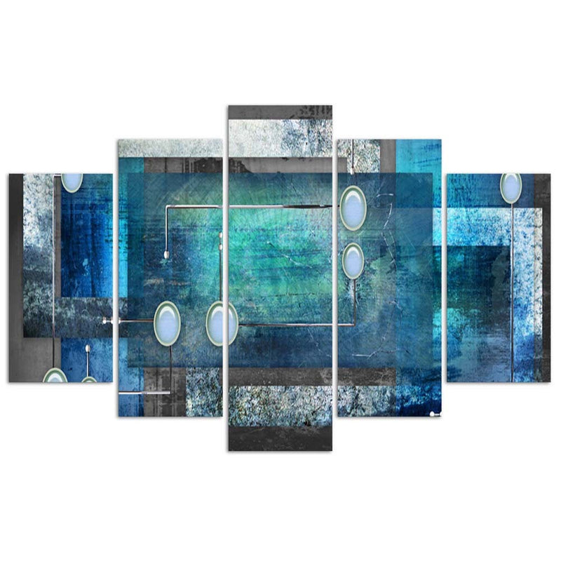 Five piece picture canvas print - Blue abstractions