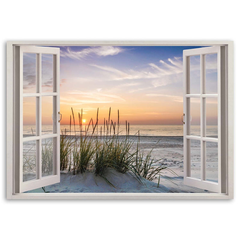 Impresión de panel decorativo, Ventana con vistas a la playa.