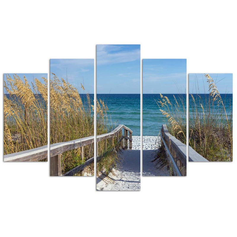 Five piece picture canvas print, Going down to the beach