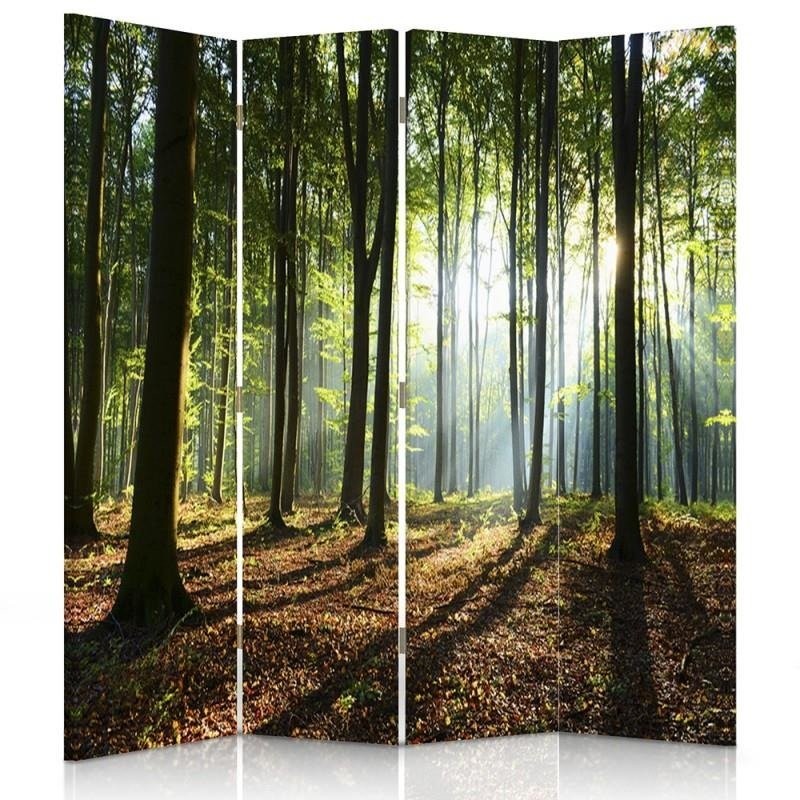 Room divider Double-sided, Sun rays in the forest