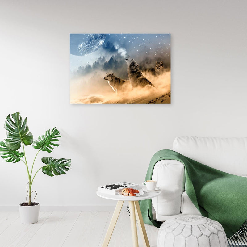 Canvas print, Howling wolves